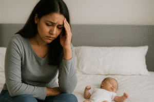 mom sad baby