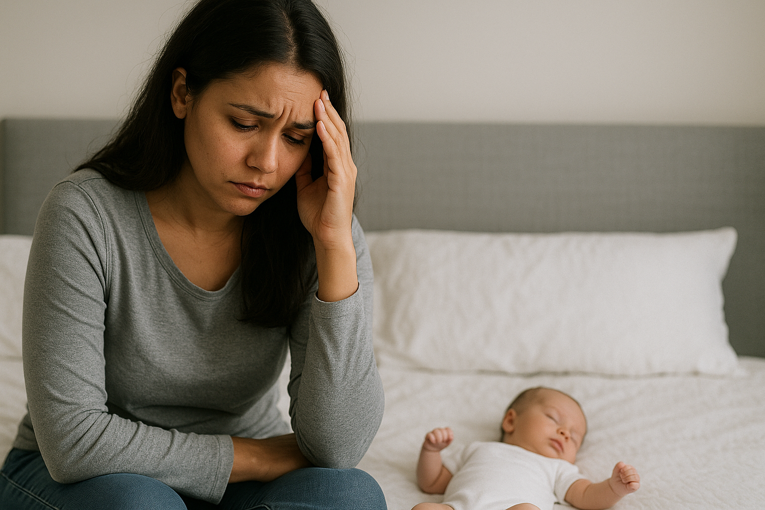 mom sad baby