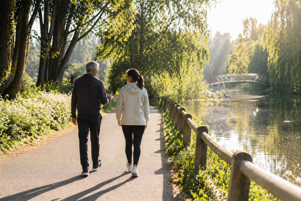 two people walking